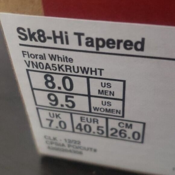New Vans Sk8 Hi Tapered Womens White Sneakers Size 9.5 High Tops Bloomcore - Picture 9 of 9